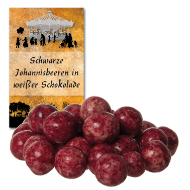 Schwarez-Johannisbeeren Schwarze Johannisbeeren in weißer Schokolade